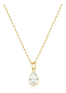 Colar De Ouro 18k Elos Longos Com Ponto De Luz Gota E 45cm Cor Branco