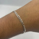Pulseira Masculina De Prata 925 Italiana Fígaro 3x1 4.5mm 21 Cm==